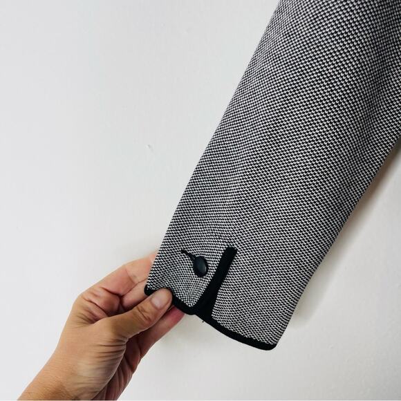 Talbots black white knit silk blend preppy office stretchy button blazer small - Picture 6 of 7